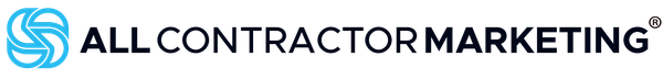Logo: All Contractor Marketing, featuring a light blue abstract spiral symbol.