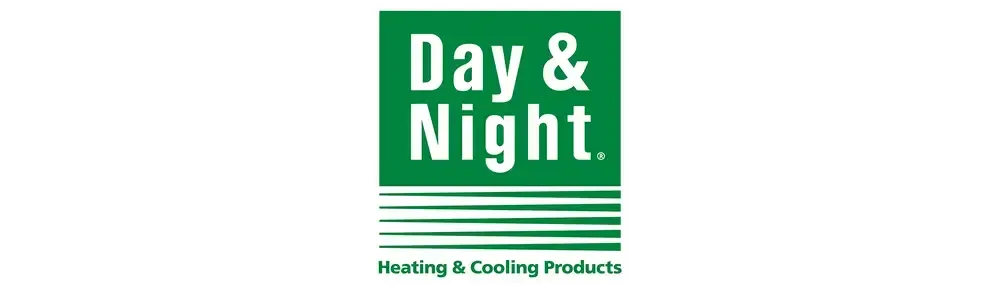 Day & Night logo: white text on green background, 