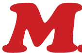 Red, stylized letter 