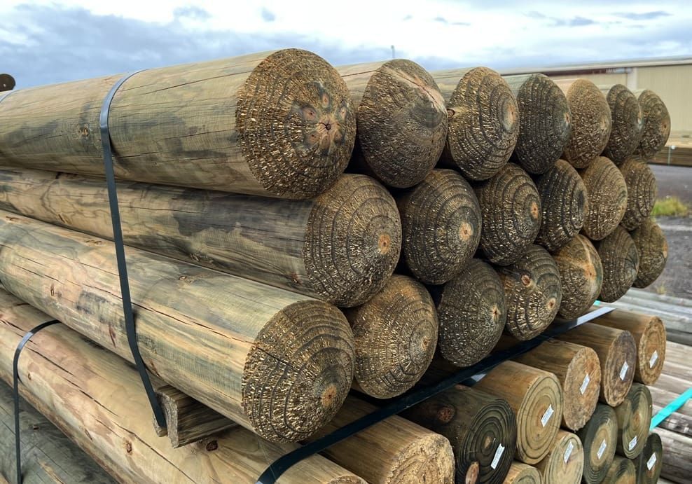 A Pile of Wooden Poles Stacked on Top of Each Other — B & B Timbers Ballina In West Ballina, NSW