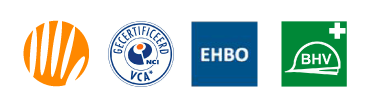 Vier logo's staan ​​opgesteld op een witte achtergrond.