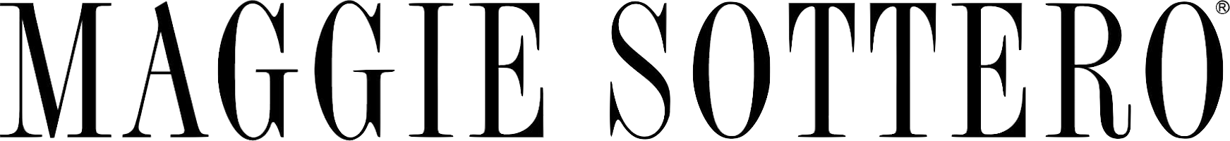 A black and white image of the name maggie sottero