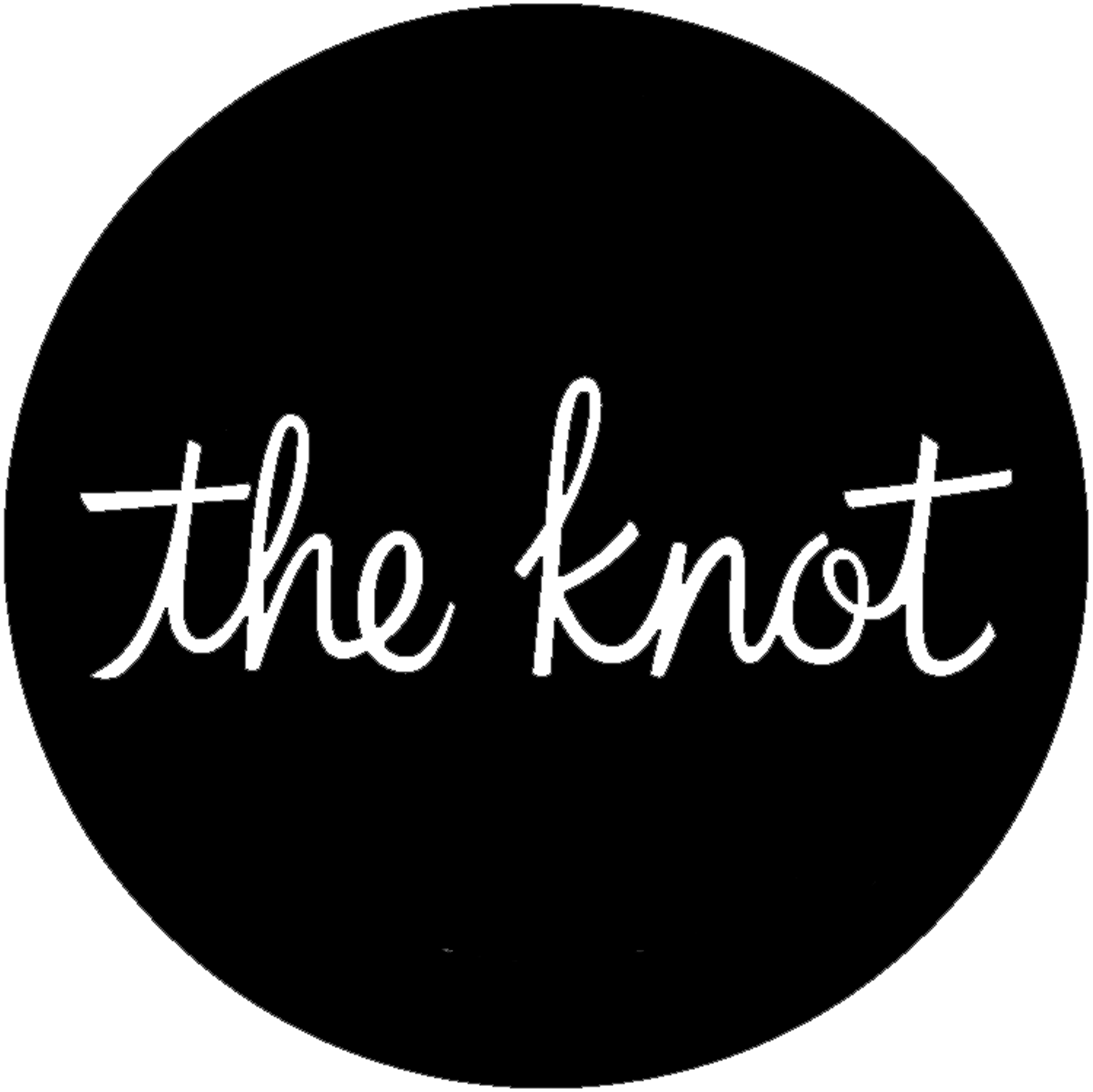 A black circle with the words `` the knot '' written inside of it.