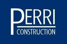 Logo pour Perri Construction, texte bleu sur fond blanc.
