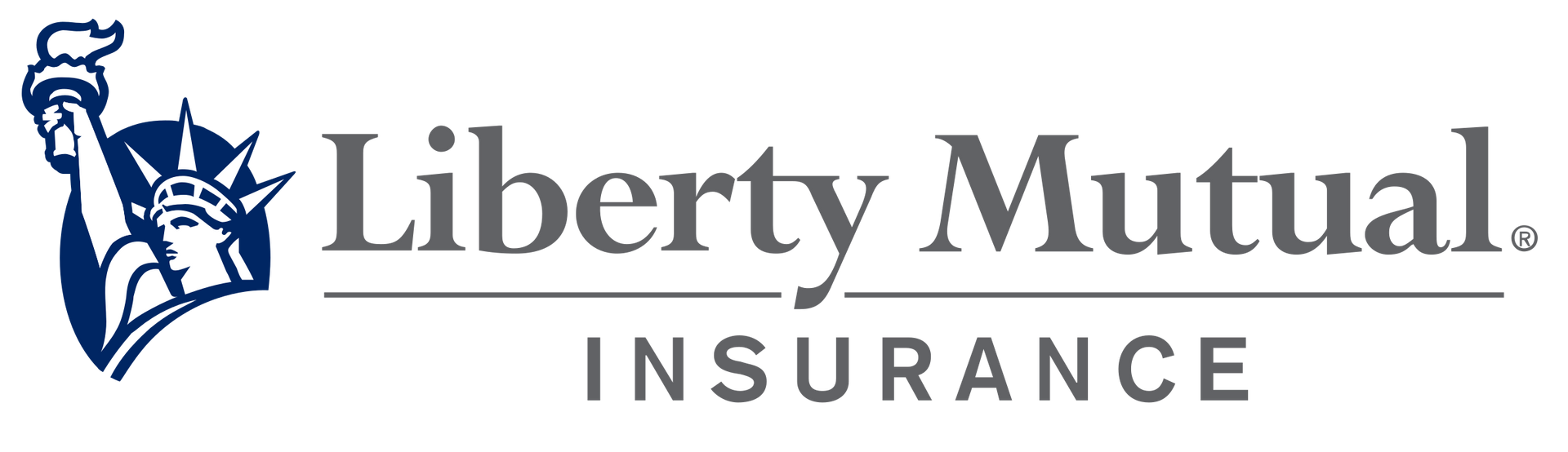 Liberty Mutual Insurance logo with the Statue of Liberty icon in blue and gray text