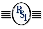 A navy blue monogram logo that reads 