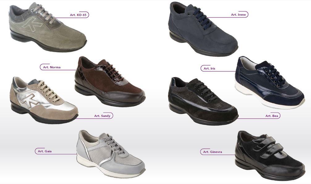 Collage di otto paia di scarpe da ginnastica casual da uomo nei colori grigio, nero, marrone e blu navy su sfondo bianco.