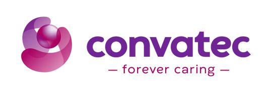 Logo Convatec in viola e rosa con lo slogan