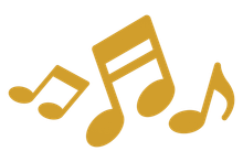 Three gold musical notes on a white background Three gold musical notes on a white background