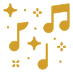 Gold music notes and sparkles on a white background Gold music notes and sparkles on a white background