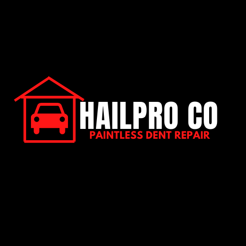 Logo for Hail Pro Co Painless Dent Repair with red car and house icon on black background