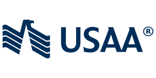 USAA logo in navy blue with stylized eagle emblem and wordmark