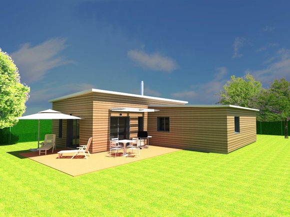 Maison bois en 2 volumes de plain pied