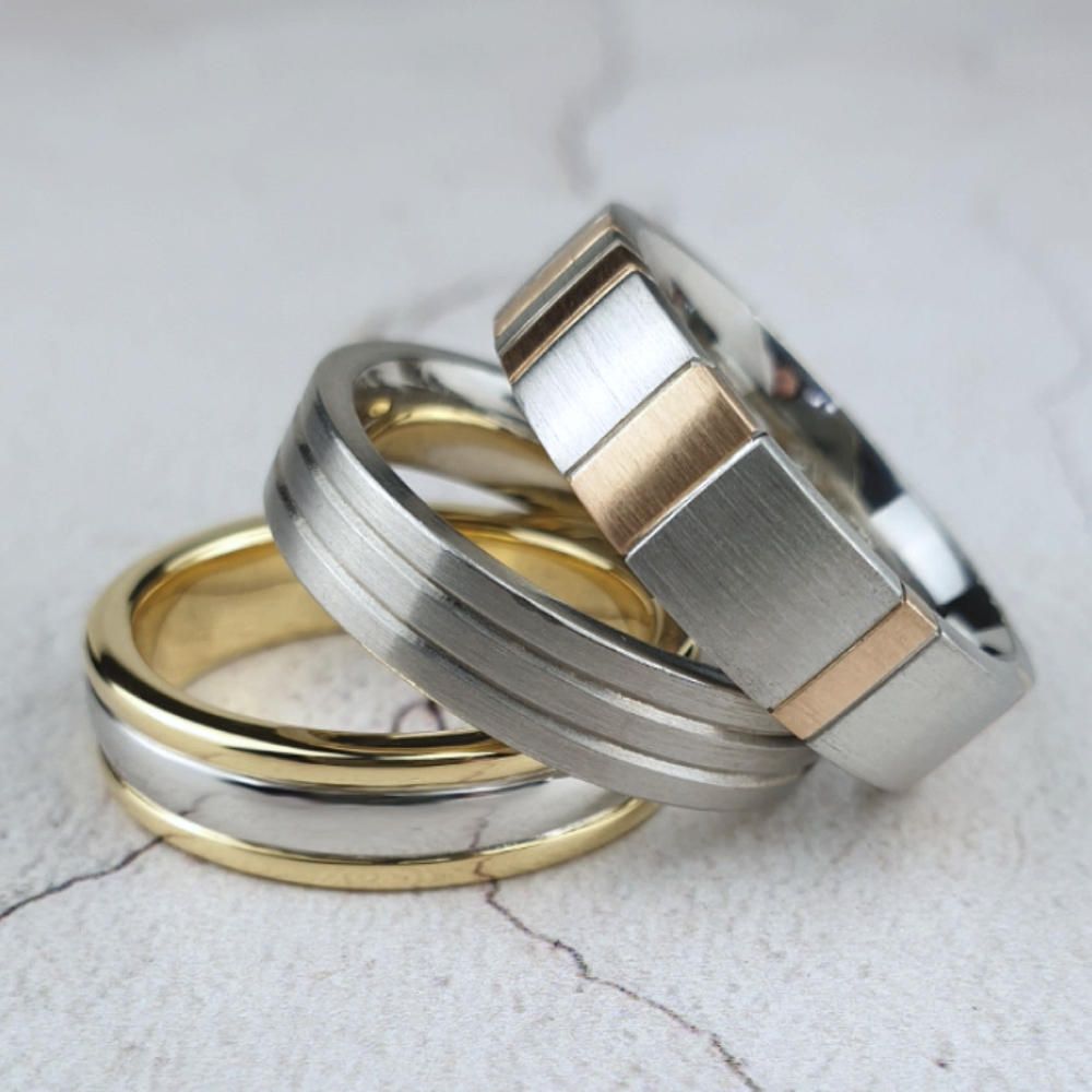 Selection of unique wedding rings designed and handmade in Worthing