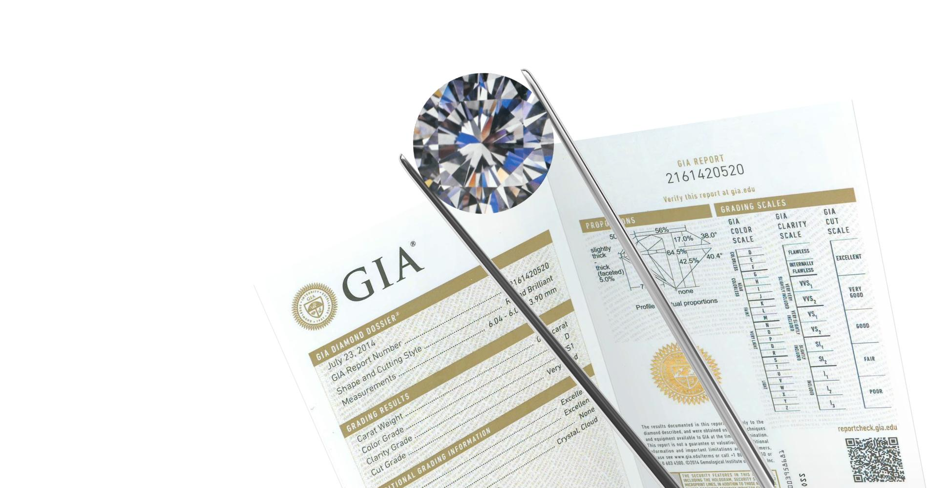 An unmounted diamond with a GIA certificate