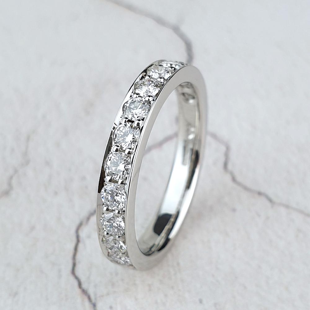 Platinum wedding band with micro-pavé diamonds