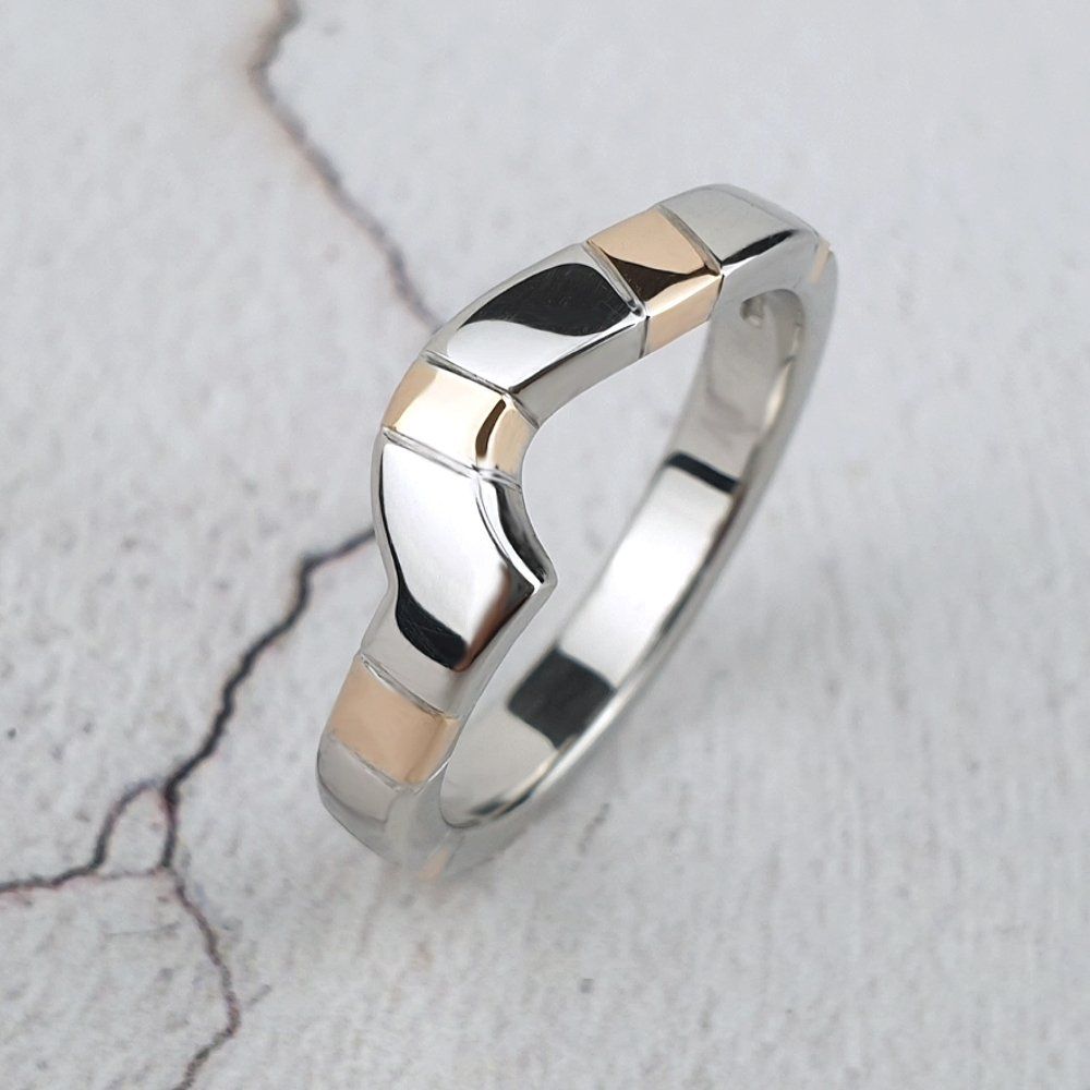 fitted platinum wedding ring with red gold stripes fitted platinum wedding ring with red gold stripes