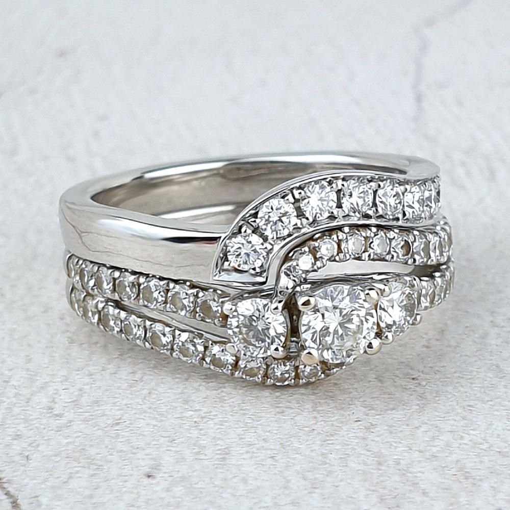 fitted white gold wedding ring with diamonds