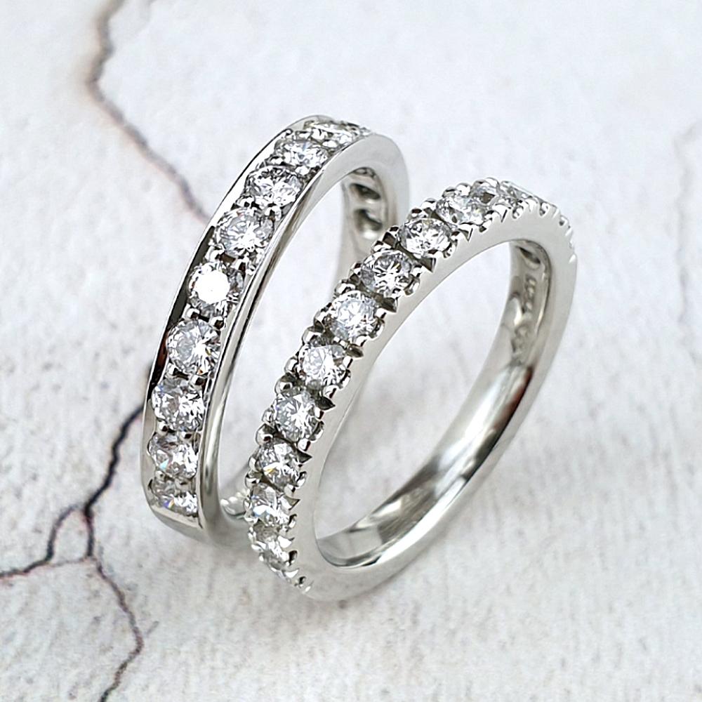 handmade eternity rings  made in Worthing _different setting styles
