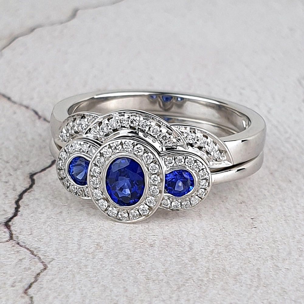 custom made fitted wedding ring with small diamonds