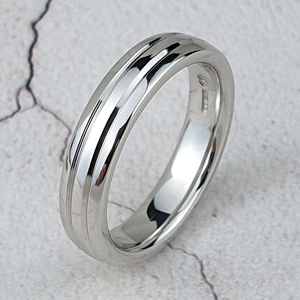 platinum court ring with two grooves