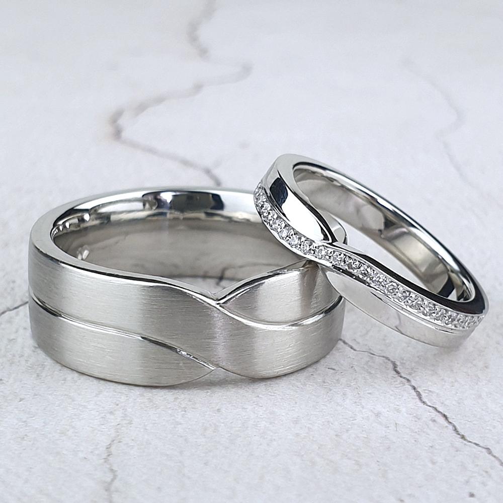 Matching wedding rings for bride and groom handmade in Worthing