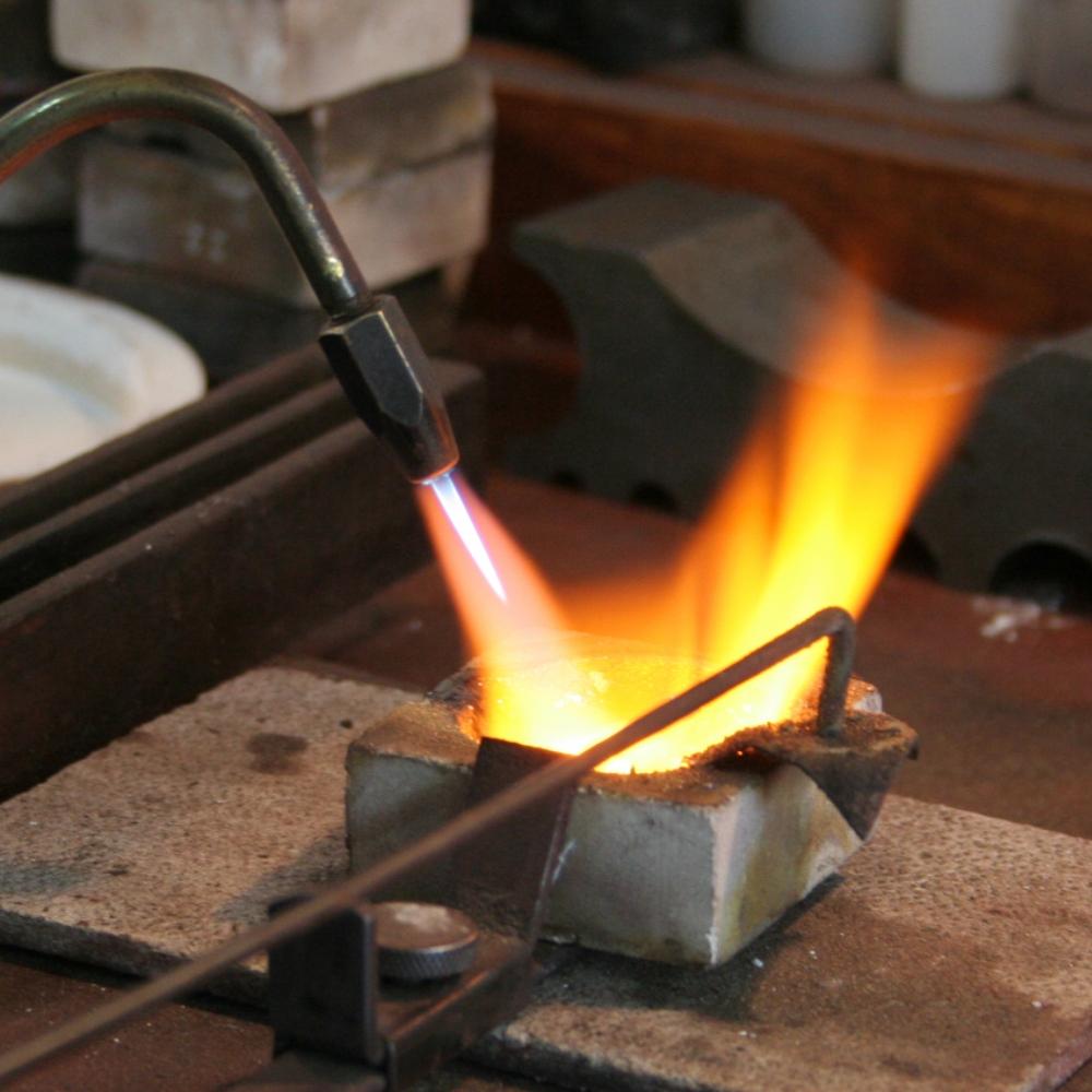 Melting gold to make a wedding ring