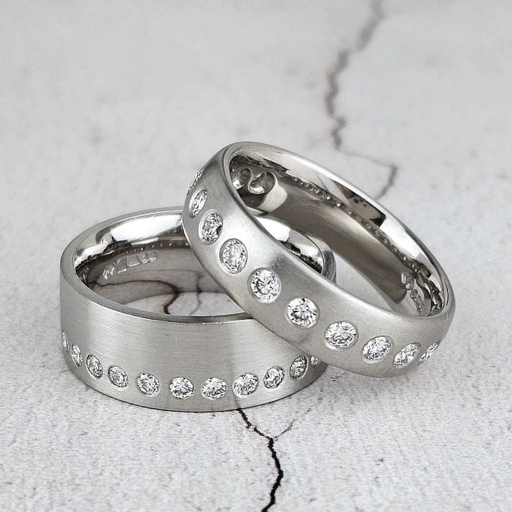 Men's platinum eternity ring with diamonds