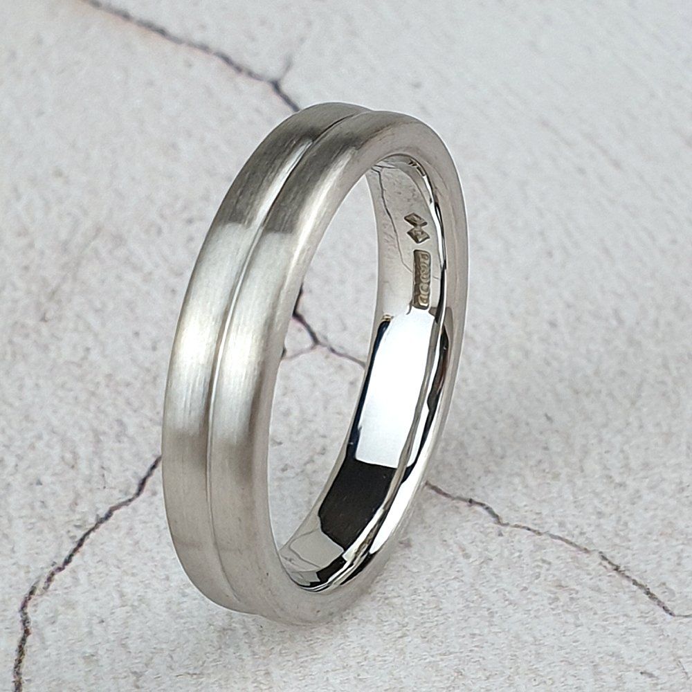 matte platinum band with one groove