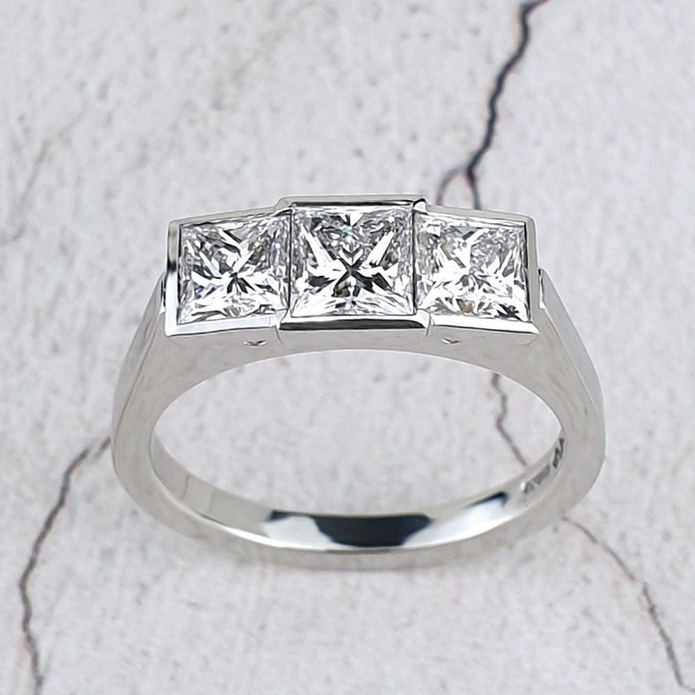 Platinum Trilogy engagement ring Bespoke platinum trilogy diamond engagement ring designed and made in Worthing