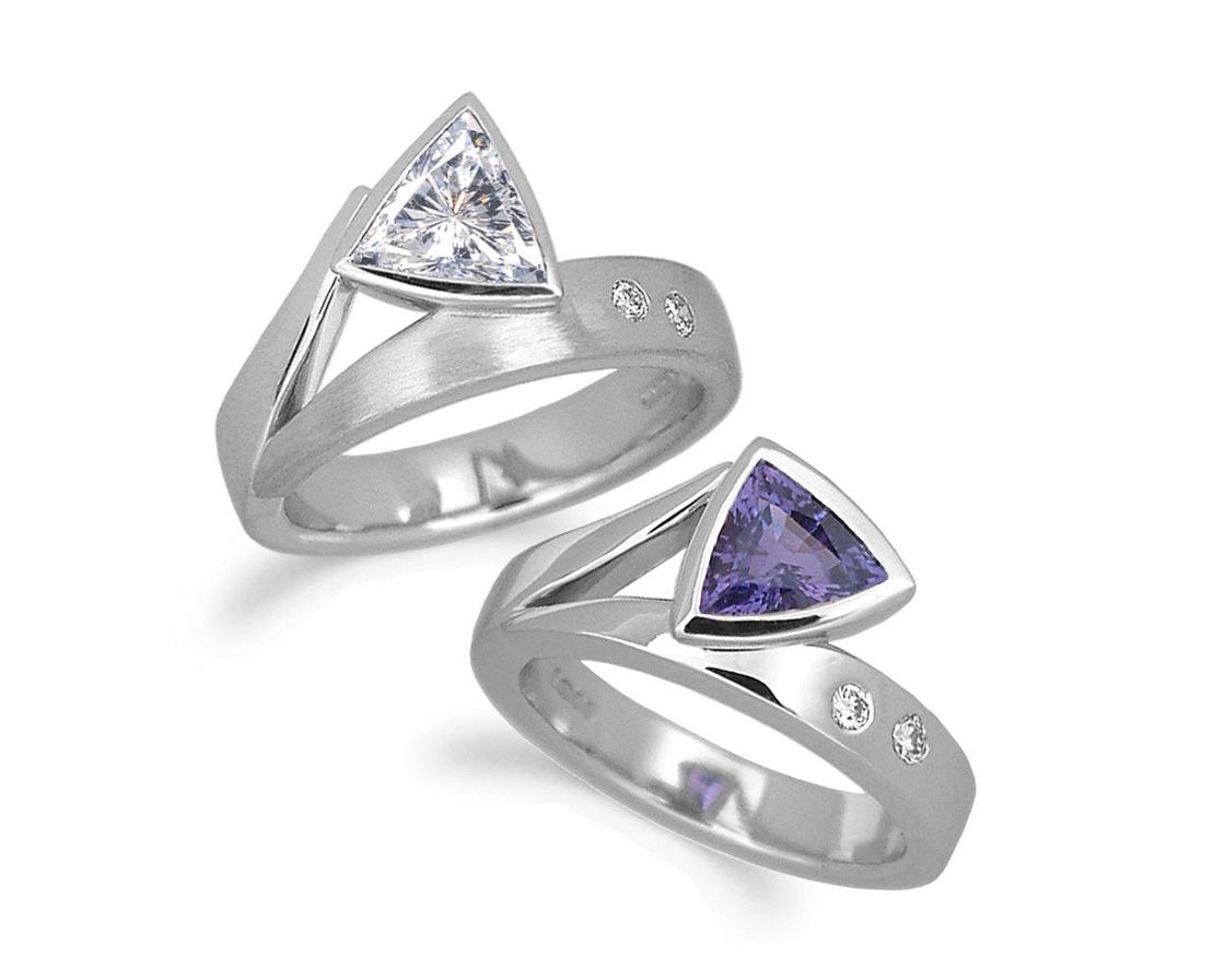 Unique Contemporay Engagement rings handmade in our Worthing workshop