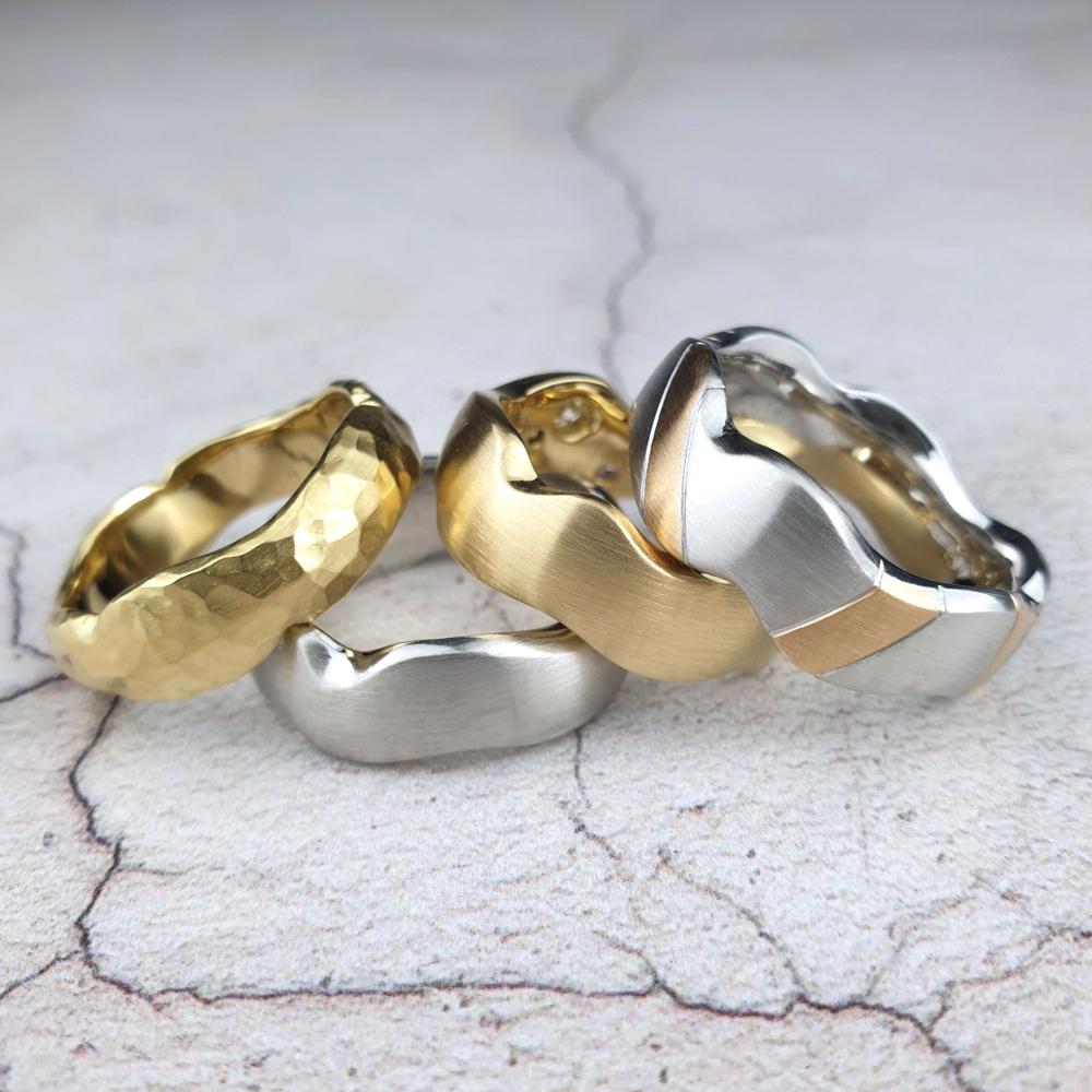 Unique carved wedding rings from Worthing designer-goldsmith