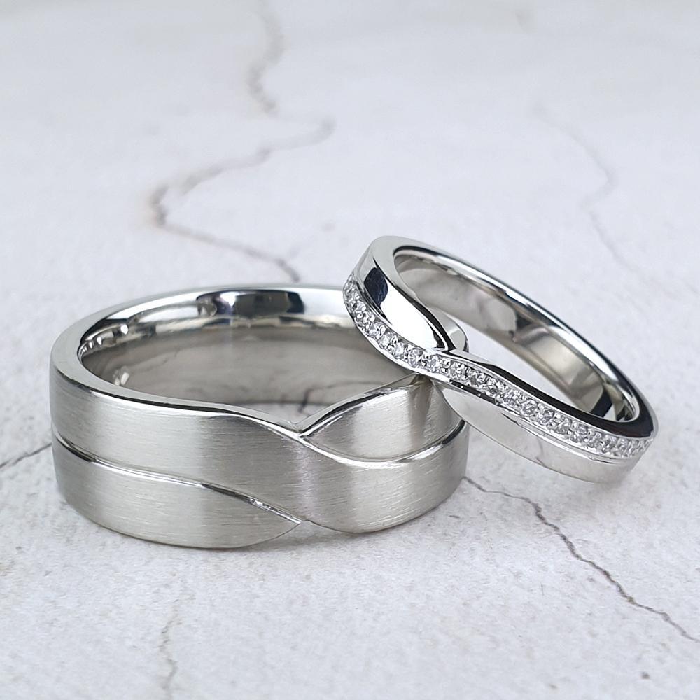 Matching his and hers wedding rings Matching wedding rings for bride and groom