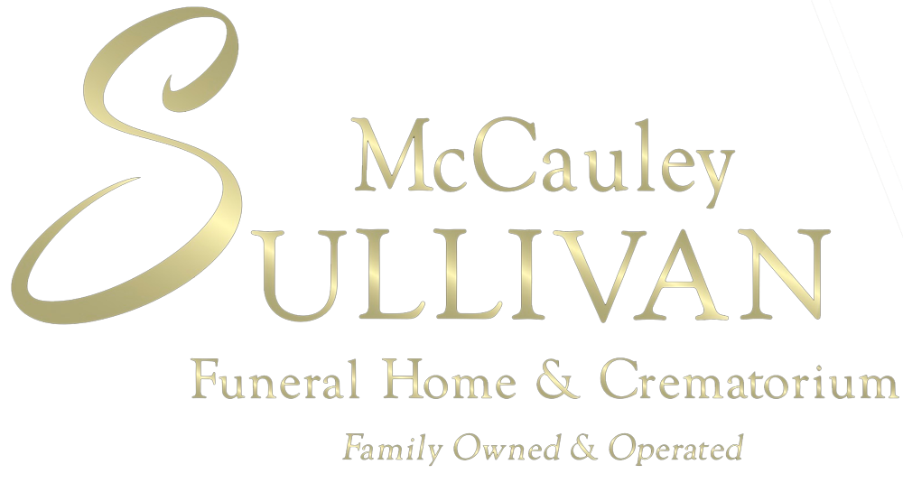 Logo for McCauley Sullivan Funeral Home & Crematorium: a large stylized "S" with the business name.