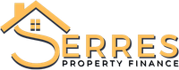 Serrres Property Finance logo with an orange house roof icon and black text