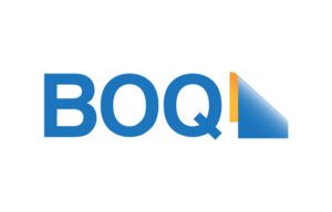 BOQ logo in blue with an orange and blue geometric triangle icon