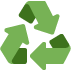 Green recycling symbol with three arrows on a white background