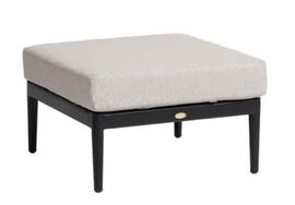 Modern beige upholstered ottoman with black wooden legs