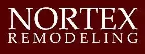 The logo for nortex remodeling is on a red background.