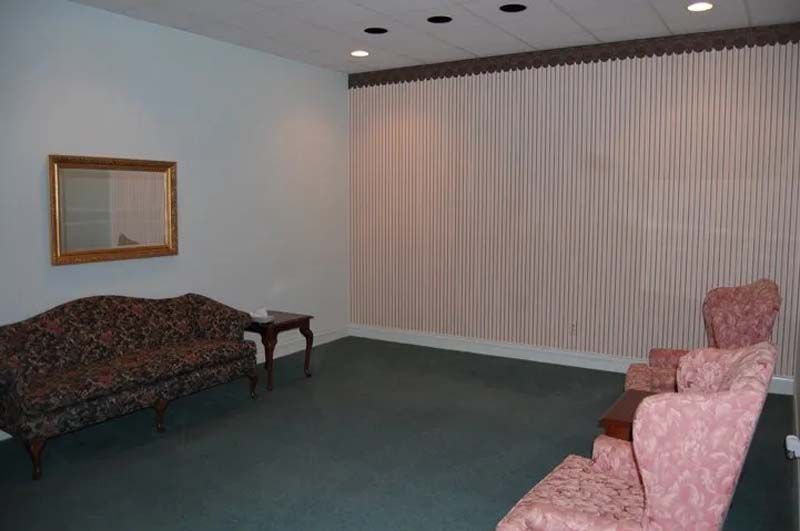 Interior and exterior views of Beaty Funeral Home in Winnsboro, TX