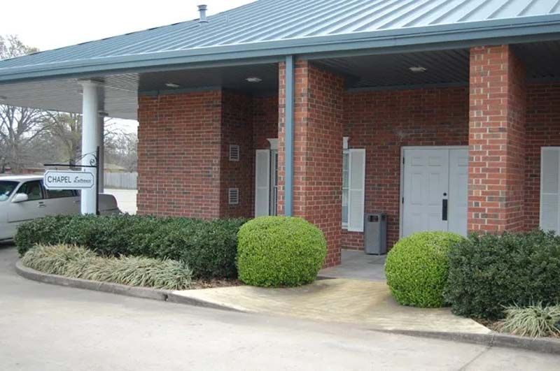 Interior and exterior views of Beaty Funeral Home in Winnsboro, TX