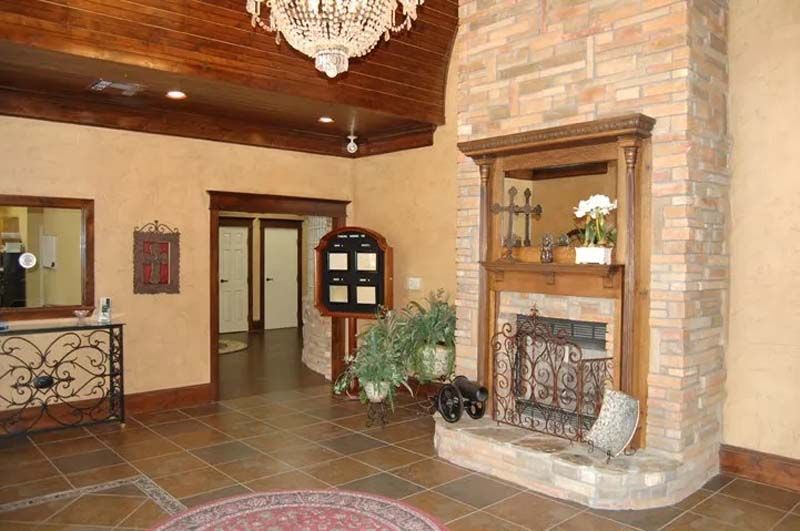 Interior and exterior views of Beaty Funeral Home in Winnsboro, TX