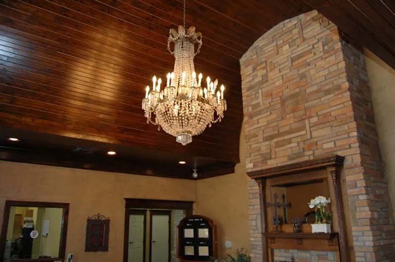 Interior and exterior views of Beaty Funeral Home in Winnsboro, TX