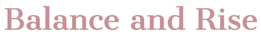 The word balance and rise is on a white background.