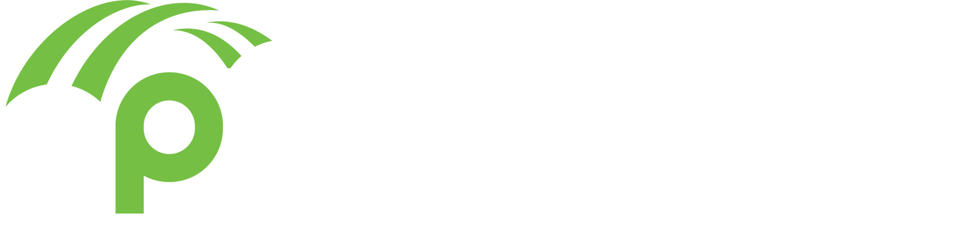 A logo featuring a stylized green lowercase letter 