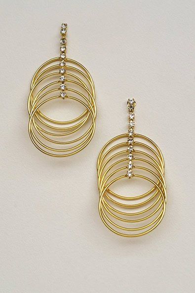 Brinco de 6 Argolas com Strass Folheado a Ouro - Daruma Bijuterias