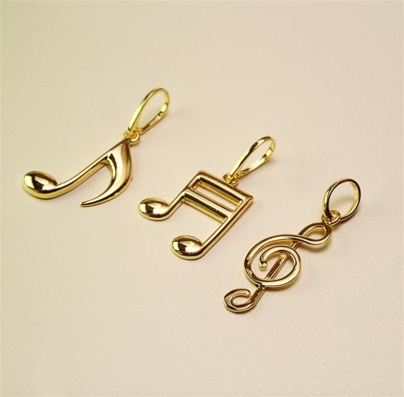 Pingente Notas Musicais Folheadas a Ouro - Daruma Bijuterias