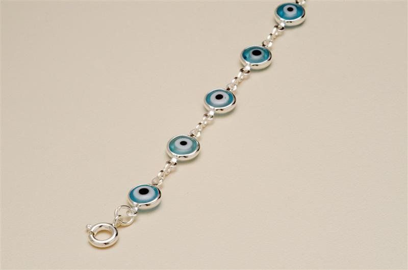 Pulseira Folheada a Prata de Olho Grego - Daruma Bijuterias