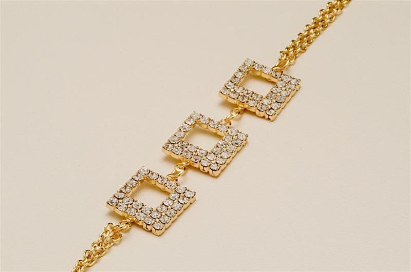Pulseira folheada a Ouro com Detalhes em Pedras - Daruma Bijuterias
