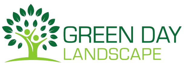 Logo for Green Day Landscape: a tree with a green human-like shape, leaves, and text.